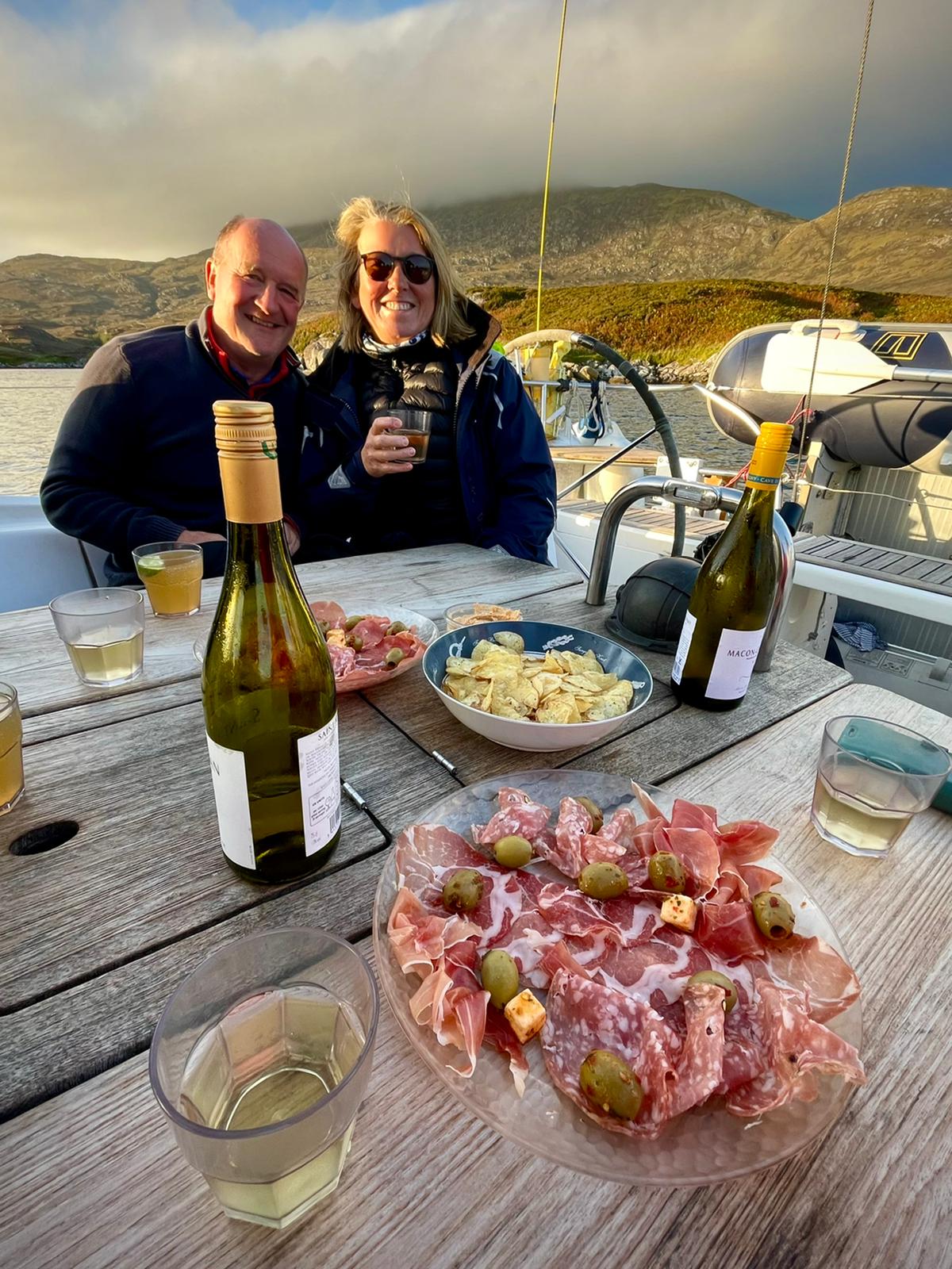 Sunset dinner on board